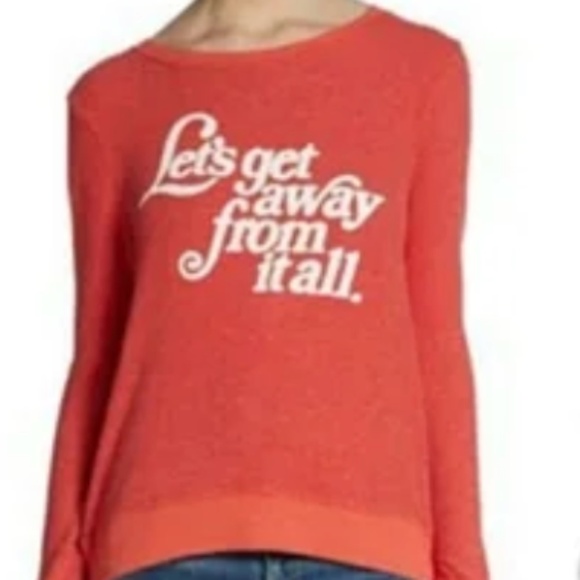 Wildfox Red Sweatshirt "Let's Get Away From It All" - Rare Style - Picture 1 of 4
